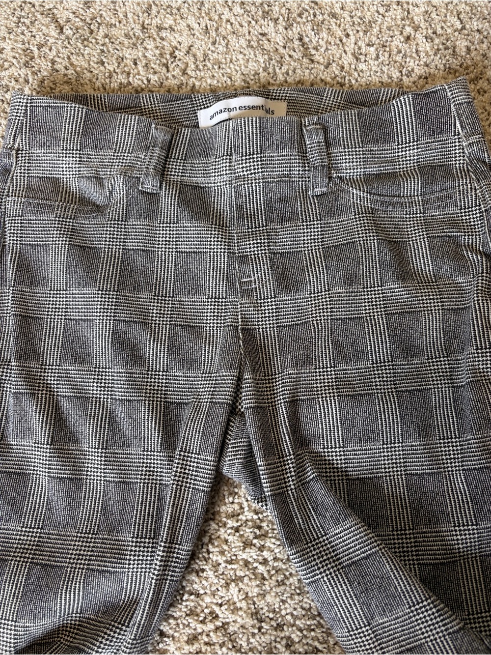Amazon Essentials Black & White Glen Plaid Cropped Dress Pants